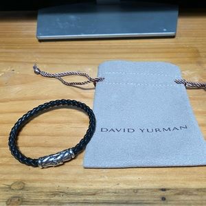 DAVID YURMAN Chevron Woven Black Rubber Bracelet / 6 mm, 7.5 Inch